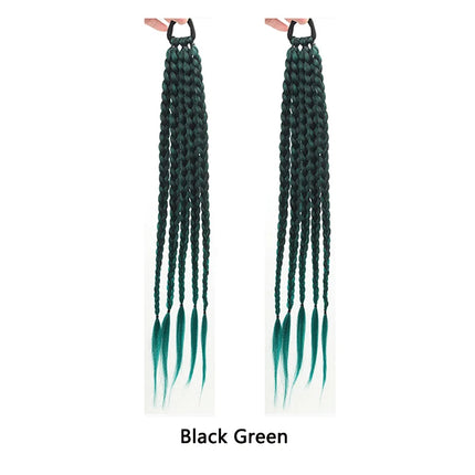 Synthetic Girls Colorful Braids Hair Extensions With Rubber Bands Rainbow Braided Ponytail Hairpieces For Kids Hair Accessories