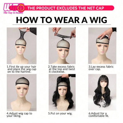 WTB Pink Highlighted Synthetic Lolita Wig for Women Long Straight with Bangs Suitable for Everyday Wear Holidays and Cosplay