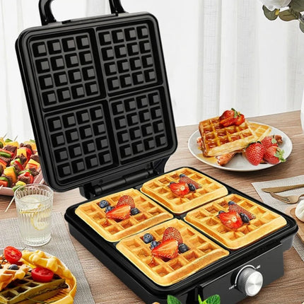 4-Slice Belgian Waffle Maker 1500W Double Heating Non-Stick Egg Cake Oven Pancake Egg Waffle Cake Machine Temperature Control