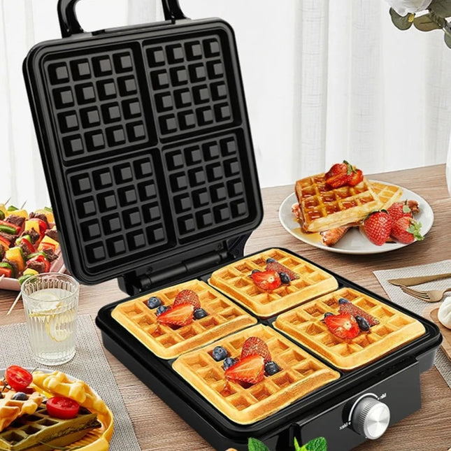 4-Slice Belgian Waffle Maker 1500W Double Heating Non-Stick Egg Cake Oven Pancake Egg Waffle Cake Machine Temperature Control