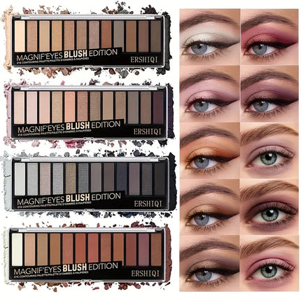 ErshiQI 12-Color Eyeshadow with Pearlescent, Matte & Fine Glitter