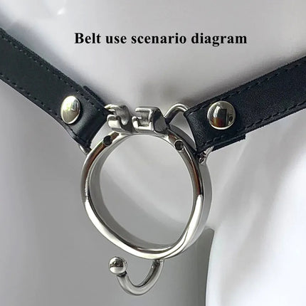 Male Chastity Cage Anti-Off Device PU Leather Auxiliary Belt Adjustable Rope Cock Cage Chastity Lock Accessories Adults Sex Toys