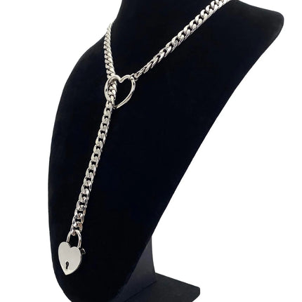 60cm Neck Collar Padlock Chain Necklace Heart O-Ring With Key BDSM Sex Toys For Women Bondage Restraints Erotic Accessories