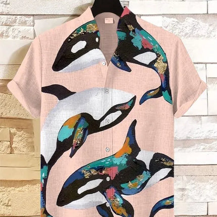 Men's Funny Cat Print Beach Shirts 3D Full Print Hawaiian Shirt for Men Women Summer Short Sleeve Lapel Aloha Shirt Blouse