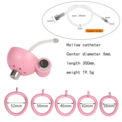Male Chastity Cage Reusable Hollow Catheter with Concealed Lock Comfortable Cock Ring Device Invisible Wear Urethral Plug