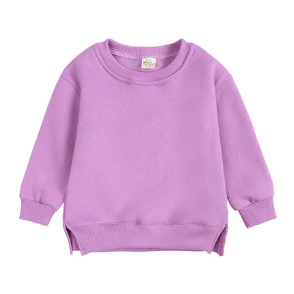 2024 New Autumn Girls Hoodies 9M-6T Kids Solid Colored Plush Pullover Children Boys Tops 9 Colors
