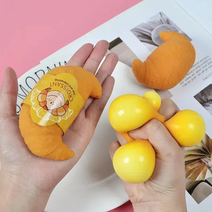 Croissant Bread Stress Toy Lifelike Food Squishies Toy Stress Relief Fidget Toy for Kids & Adults Tricky Funny Squeeze Gifts