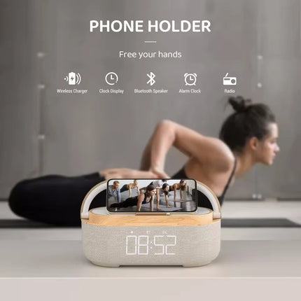 Portable Bluetooth Speaker Wireless Charging FM Radio Alarm Clock Sound Box Music Caixa De Som Charger Lamp Night Light Bocina