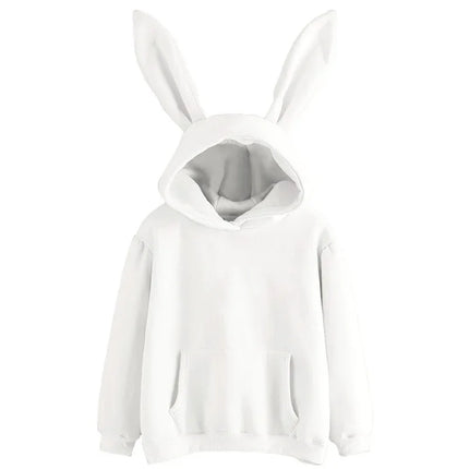 2025 Autumn And Winter New Women's Clothing Harajuku Wei Hooded Rabbit Hoodie Solid Color Loose Casual Women's Top Women's Coat