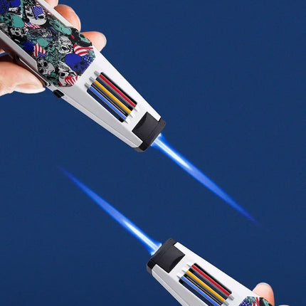 JOBON Metal Outdoor Windproof Turbine Torch Strong Fire Power Blue Flame Straight Butane Gas Lighter Gas Kitchen BBQ Welding
