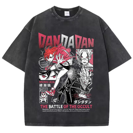 Cotton Washed Dandadan Okarun T-shirt Men Japanese Anime T Shirt Cartoon High Quality Tshirt Aesthetic Fashion Tee Male