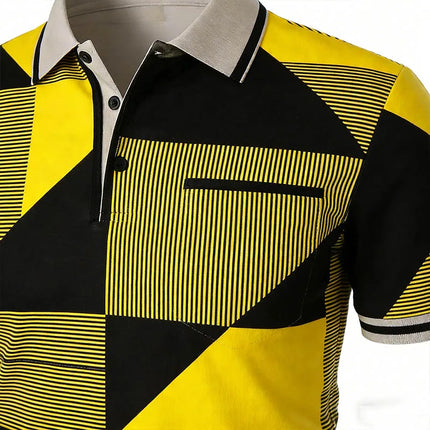 European and American 3D Digital Print Men's Short-sleeved Polo Shirt Colorful Pattern Comfortable and Breathable Fashion Top