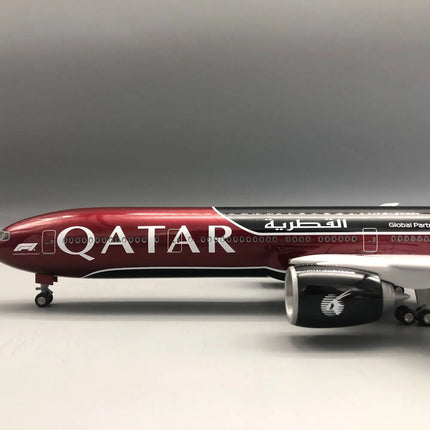 47CM 777-300 Qatar Airways Airplane Model Toy Resin Replica Plane Model with Landing Gear Wheels Light(Touch or Sound Control)