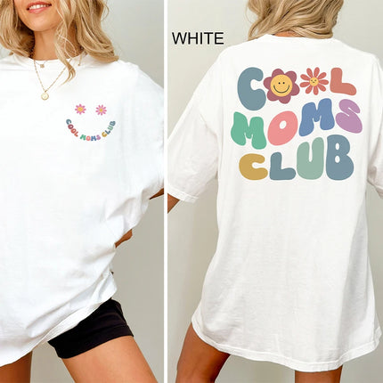 Cool Moms Club T Shirt for Women Summer Short Sleeve Tees Fashion Print Graphic Y2k Tops Mama Birthday Clothing Gift Outfit