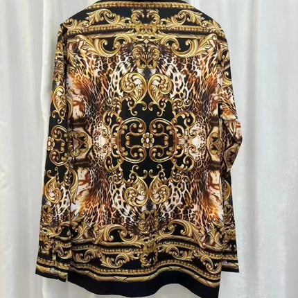 31/5000 2026 Spring/Summer New Luxury Fashion Leopard Print Youth Trendy Digital Embroidery Men's Long-Sleeved Shirt