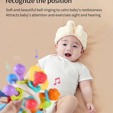 Baby Manhattan Ball Toy Montessori Teether Rattle for 0-18 Months Newborn Soothing Toy Easter Ramadan Gift for Boys Girls