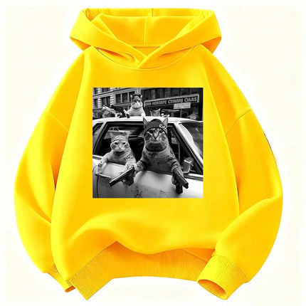 Streetear Hip Hop Cat Design Hoodie Kids Children's Sweatshirt Cute Harajuku Hoody for Boys Girls Autumn Winter Casual Hoodies
