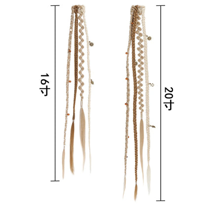 Synthetic Fiber Handmade Mixed-Color BB Clip-in Box Braid Hairpiece Extension 16/20inch 2 PCS Braiding Hair Ponytail Extensions