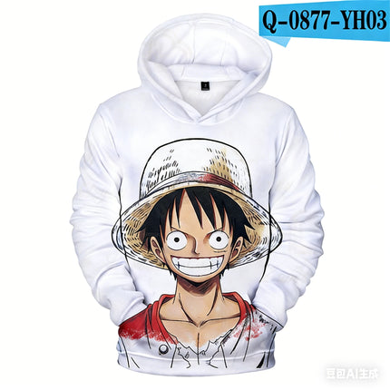 2025 Anime One Piece Monkey D. Luffy Hooded Hoodies Sweatshirt Kids Adults Long Sleeve 3D Print Hoodies Kids Sweatshirt Pullover