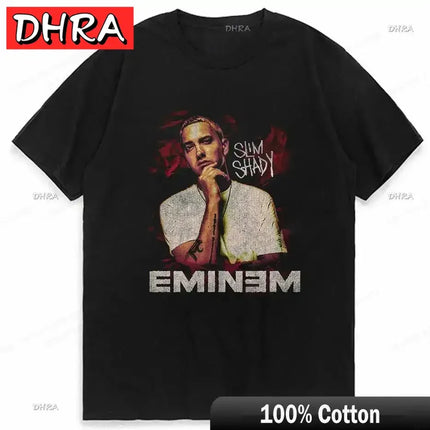Summer Rapper Eminem Graphic Printed Tshirt Men Retro Cotton Hip-hop Fashion Casual T-shirt Women Cool Music Style Tops Clothing