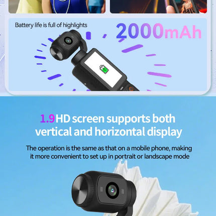 1080P handheld outdoor sports camera anti-shake waterproof vlogging camera for action sports