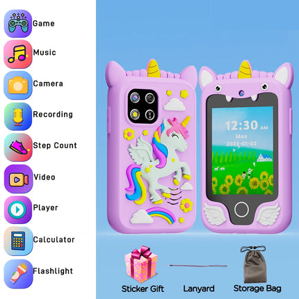 New Children Smart Phone Kids Toys Cartoon Unicorn Touchscreen Music Mobile Learning Educational Toys Birthday Boys Girls Gifts