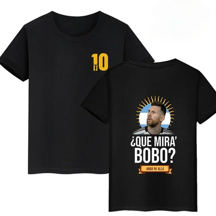 Summer Cotton Children's T-shirts Brand Sport Double-sided Messi Print Short-sleeve Casual Fashion Boys Girls Tee Top Kid Clothing