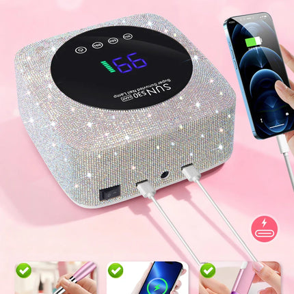 UV LED Nail Lamp For Nails 57LEDS Wireless Gel Polish Curing Lamp With Large Screen Professional Nail Equipment For Salon