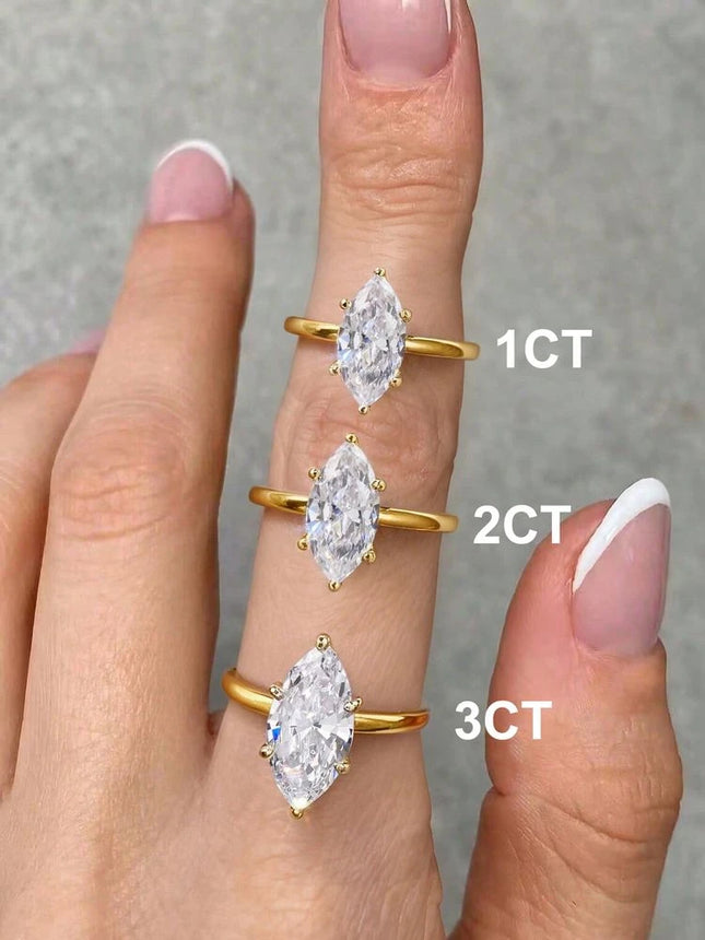 925 Sterling Silver Classic Simple 1-3 Carats Marquise Zircon Ring For Women Engagement Wedding Luxury High Quality Fine Jewelry