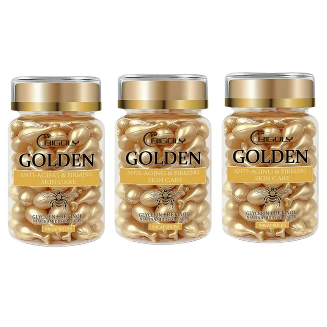90 Capsules/Bottle Anti-Aging Facial Skin Care Essence Capsules, Rich in Retinol, Collagen and Other Ingredients, Moisturizing, Firming, and Nourishing, for Daily Use by Women, Packaged in Capsules, Safe and Hygienic, Easy to