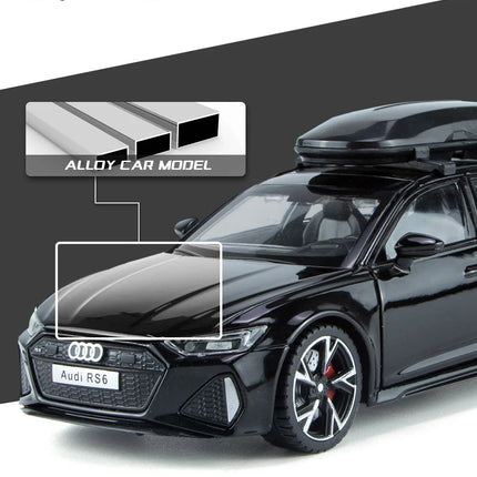 1/32 Audi RS6 Toy Car Model with Sound Light Doors Opened Alloy Diecast Model Vehicle Collection Toy for Boy Adult Festival Gift