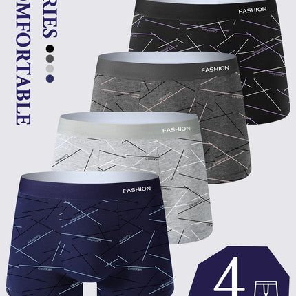 4 pieces of men's Underwear, fashionable trend high-stretch boxer shorts, breathable soft sports men's Underwear