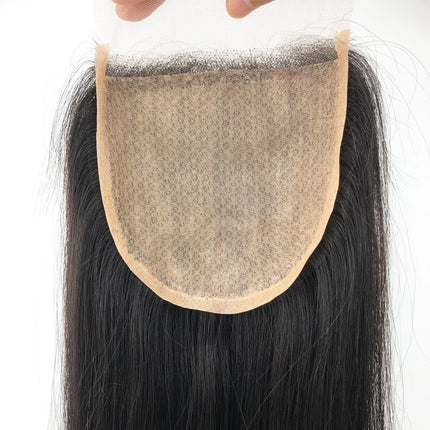 Dark Brown Silk Top Human Hair Lace Closure 5x5 Silk Base Straight Human Hair Natural Color Closures Pre Plucked Hairline #4