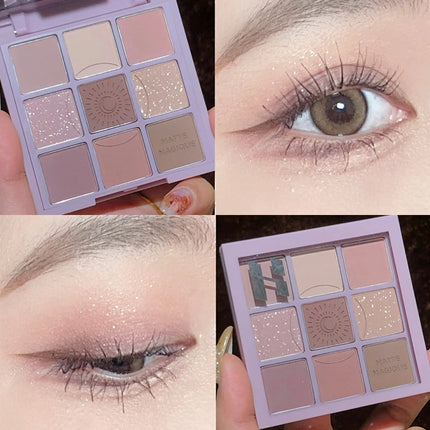 DIKALU Nine Color Eyeshadow Tray Nine Palace Grid Matte Pearl Summer Milk Tea Purple Peach Pink Fresh Niche