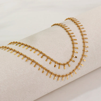 Minimalist Stylish 18K Real Gold Plated Tassel Anklet For Women Gift 304 Stainless Steel Handmade Link Chain Jewelry 23cm long