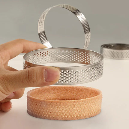 Tart Ring Set, 3-12Pcs Perforated Stainless Steel, Food Grade Nonstick Reusable EasyClean, Cake Rings Pastry Molds, Baking Tools