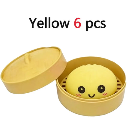 Squishes Stress Balls Fidget Sensory Toys Simulation Food Squishies Bun with Steamer Squeeze Dough Ball Gifts