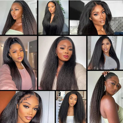 4x4 Lace Closure Kinky Straight Frontal Closure Pre Plucked With Baby Hair Bleached Knots Virgin Unprocessed Hair Yaki Straight