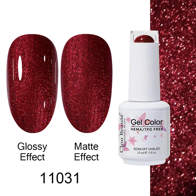 Clou Beaute 15ml HEMA TPO FREE Color Gel Nail Polish Nude Pink Red Green Collection Nail Gel Polish Glitter Soak Off UV LED Gel