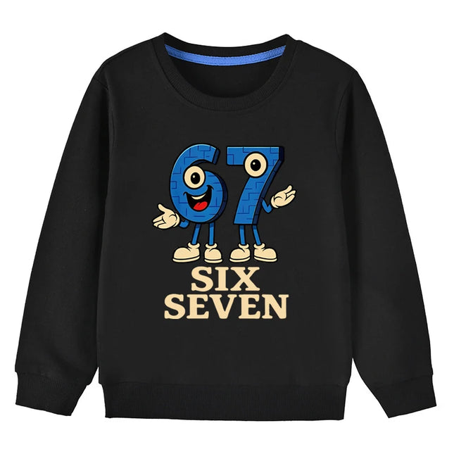 67 Six Seven Funny Digital Graphic Kids Sweatshirt 3-12Years Children's Hoodie Boys Casual Long Sleeve Tshirt Girls Cute Tops