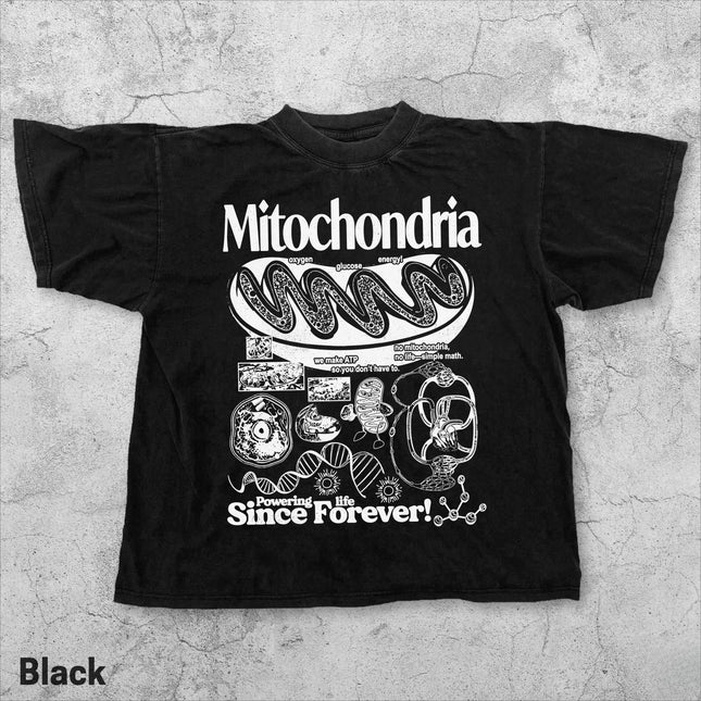 Geek Lab Humor Top Mitochondria Vintage Science T-Shirt Retro Biology Graphic Tee 90s Academic Cell Diagram Print T Shirt Unisex