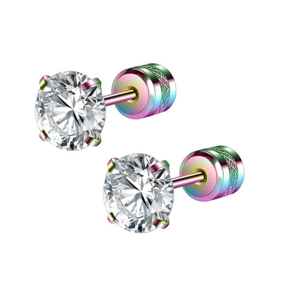 1 piece Medical Stainless Steel Crystal Zircon Ear Studs Earrings Tragus Cartilage Hypoallergenic Screws Piercing Jewelry
