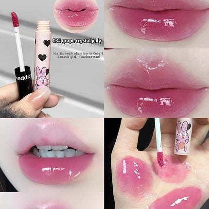 Four Color Happy Rabbit Water Gloss Lip Glaze Set Light and Smooth Texture Moisturizing Easy to Color Lip Gloss Lipstick