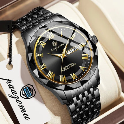 PAAZOMU 2025NEW Luxury Quartz Man Wristwatch Sport Men Watches Waterproof Luminous Date Stainless Steel Men's Watch