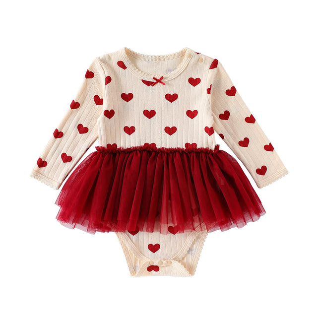 0-24M Newborn Kid Baby Girl Clothes Heart Print Baby Romper Long Sleeve 100% Cotton Jumpsuit Cute Sweet Princess Outfit