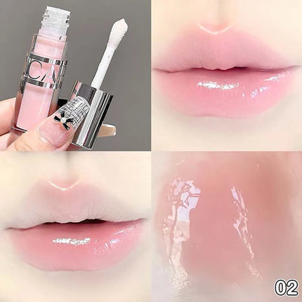 Cappuvini Peach Jelly Water Light Glass Gloss Lip Gloss Lasting Non-stick Waterproof Lip Plumping Moisturizing Lipgloss Makeup