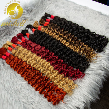 4# Chocolate Brown Deep Wave Bulk Human Hair for Boho Braids No Weft 1 Bundle 50g Human Hair Bulk Curly Extensions for Braiding