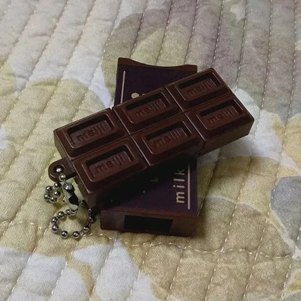 **-**Hot Japanese Style Simulated Meiji Chocolate Fidget Toy Bendable Snap Stress Relief Keychain Pendant Creative Gift S