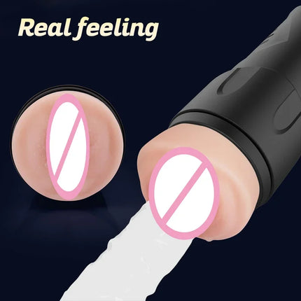 Male Masturbator Realistic Pocket Pussy Vagina Textured Soft Fleshy Texture Penis Training Masturbators Sex Machine Toy for Men
