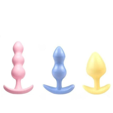 3pc/Set Silicone Butt Plug Ease-in -Anal Plugs Training Set Expandable Beginner Anales Beads Beginner Soft Silicone Anal Plugs
